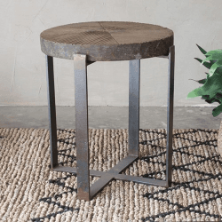 Image showing the Chakala Wooden Side Table, Reclaimed Wood & Iron product.