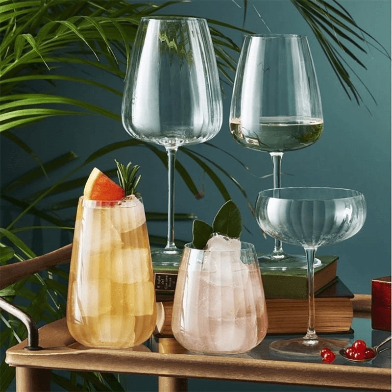 Optica Set of 4 Champagne Glasses, 300ml, Clear
