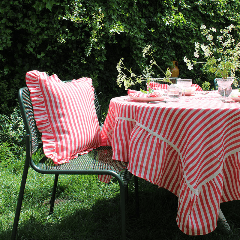Candy Stripe Cushion Cover, 45 x 45cm, Cherry Red
