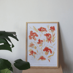 Image showing the Blomma 01 Recycled Paper Print, A3, Orange product.
