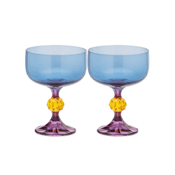 Image showing the Bliss Set of 2 Cocktail Glasses, Blue & Purple product.