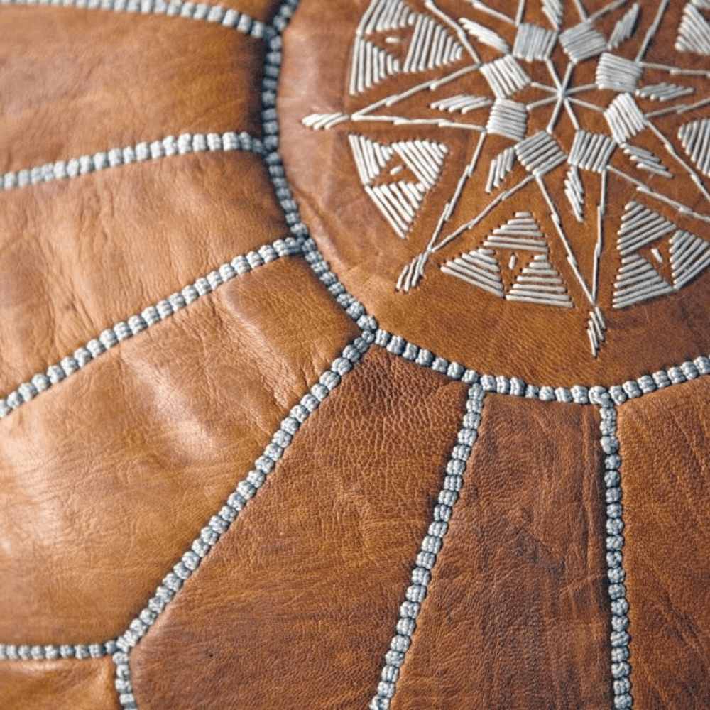 Moroccan Pouffe Cover Tan, Tan