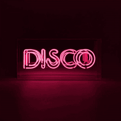Image showing the Neon Box Disco Glass Sign, H38 x W19cm, Pink product.