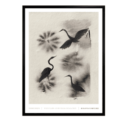 Image showing the Three Birds Recycled Paper Print, A3, Grey product.