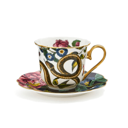 Image showing the Creatures of Curiosity Tea Cup & Saucer Fluted, Black product.