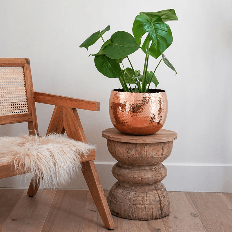 Hammered Bowl planter, H21 x W30 x D30cm, Copper