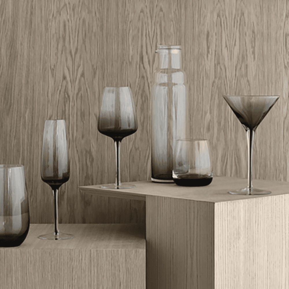 Mouth Blown Martini Glass, H19cm, Smoke