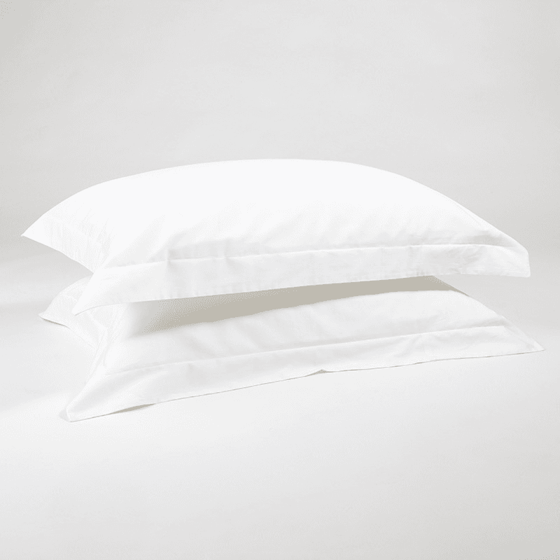 The Edged 300 Thread Count Oxford Border Sateen Pair of Pillowcases, Standard, White