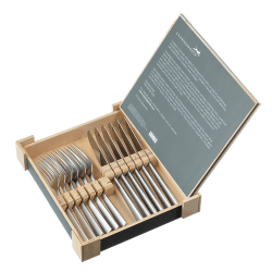 Image showing the Mimosa 12 piece steak set in wooden giftbox, satin product.