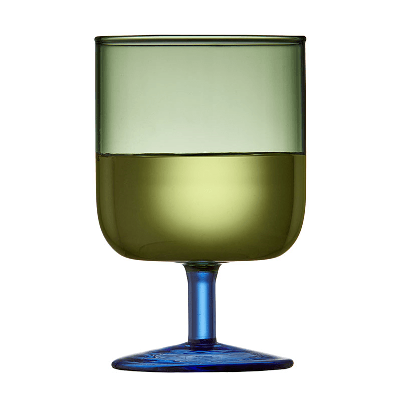 Torino Set of 2 Wine Glasses, 300ml, Green and Blue