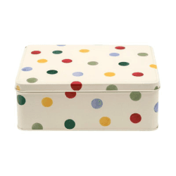 Image showing the Polka Dot Deep Rectangular tin, 19cm x 15cm x 7cm product.