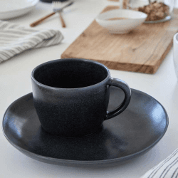 Image showing the Livia Set of 6 Mugs, 360ml, Matte Black product.