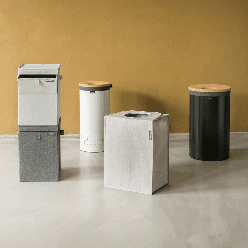 Laundry bin, 60 litre, Black With Cork Lid