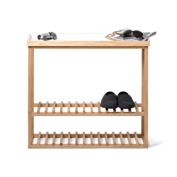 Image showing the Hello Storage table, H74.4 x W81 x D28cm, White/Oak product.