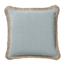 Image showing the Cushion cover with fringing, L51 x W51cm, Eau De Nil Stonewashed Linen product.