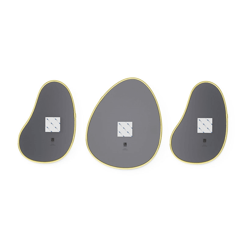 Hubba Set of 3 Mirrors, Brass