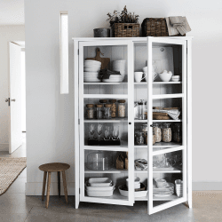Image showing the Glass display cabinet, H181 x W127 x L41cm, white product.