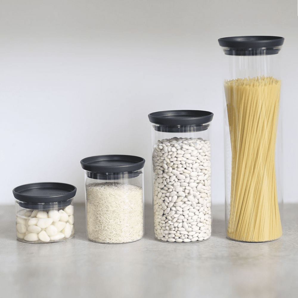 Stackable jar, 0.3 litre, Glass With Dark Grey Lid