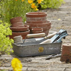 Image showing the Galvanized Trug, Grey/Brown product.