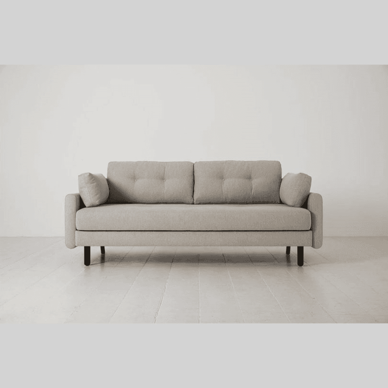 Model 04 3 Seater Linen Sofa Bed, Pumice