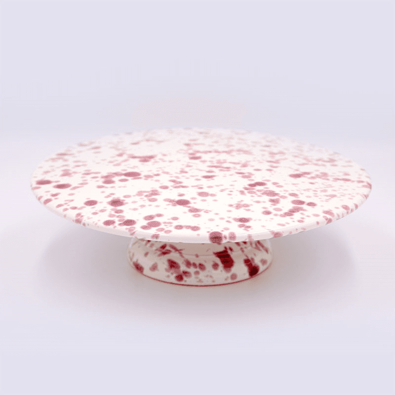 Splatter Cake Stand, D25.5cm, Cranberry