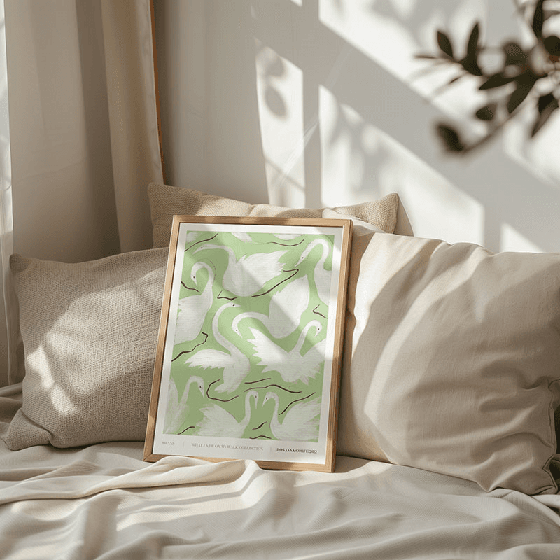 Swans Recycled Paper Print, A3, Green