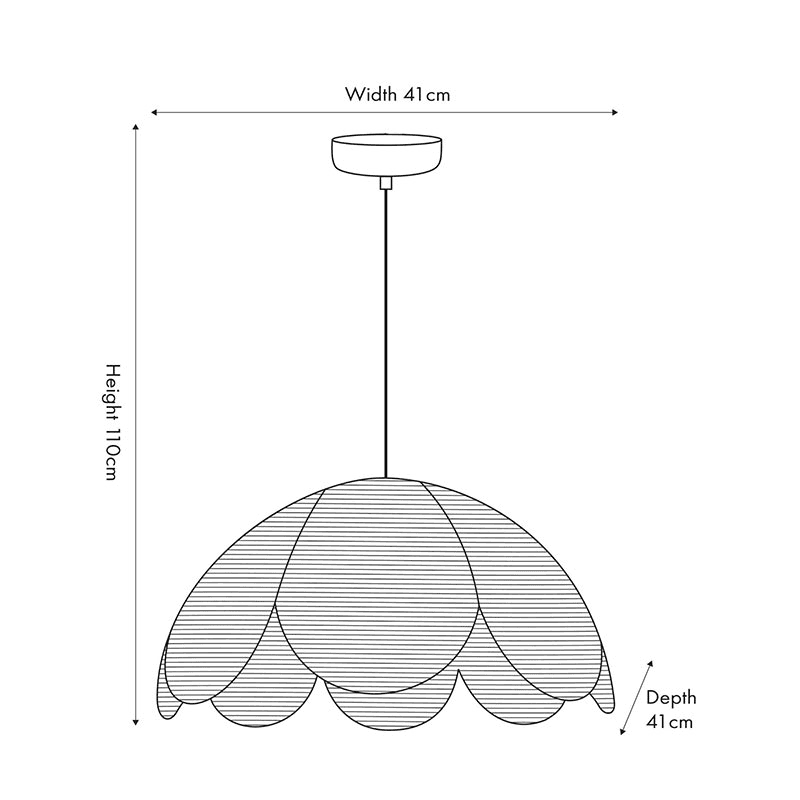 Petal Scalloped Pendant, H118cm, Raffia