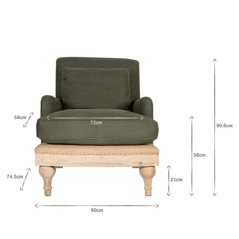 Abe Linen Armchair, Olive