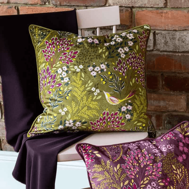 Song Bird Cushion, 50 x 50cm, Olive