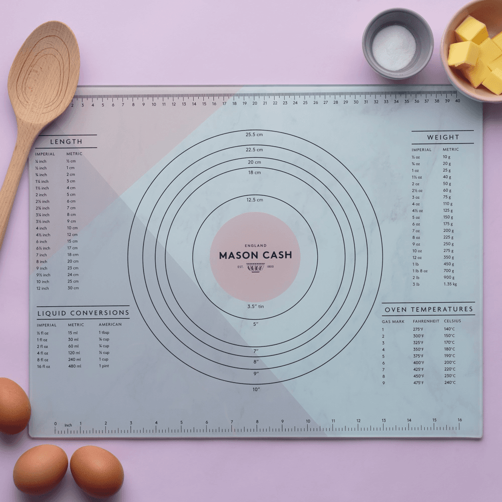 Innovative Kitchen Glass pastry board, W35 x L45cm, white/pink