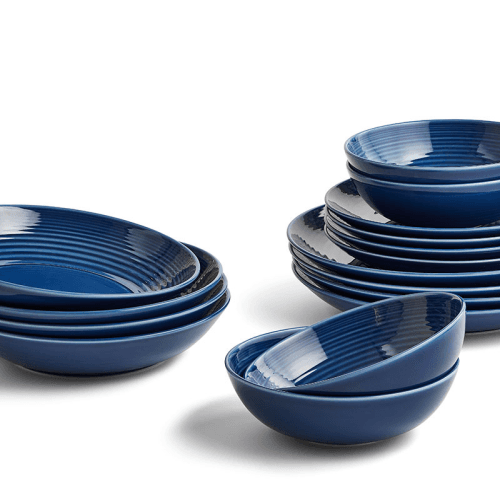 Gordon Ramsay Maze 16 Piece Dinnerware Set, Denim Blue