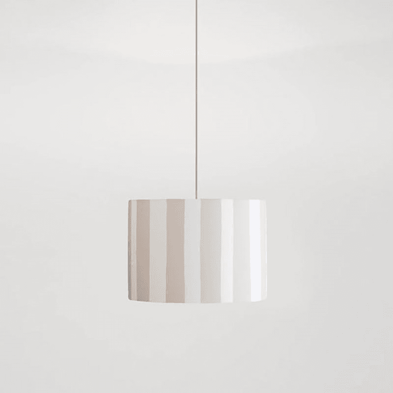Stripe Drum Shade, 35cm, Sand & White