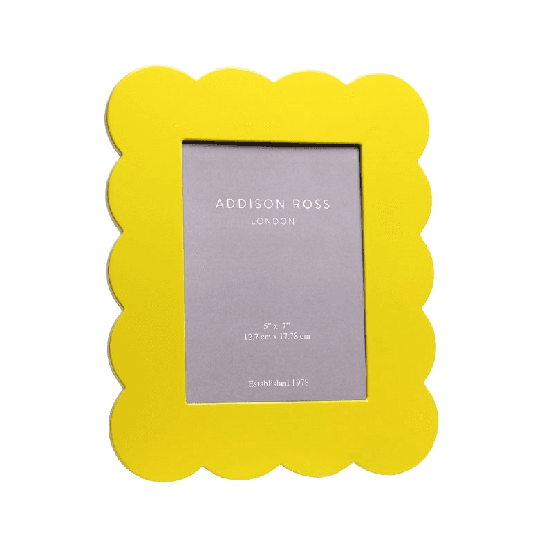 Scalloped Lacquer Photo Frame 5 x 7", Yellow, 5 x 7, Yellow