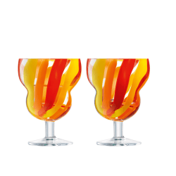 Image showing the Folk Set of 2 Wine Glasses, Orange/Red/Yellow product.