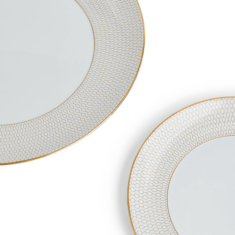 Gio Gold 4 piece dinnerware set, Gold/White