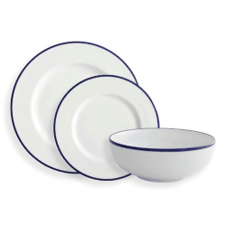 Image showing the Canteen 12 Piece Dinner Set, White/Blue product.