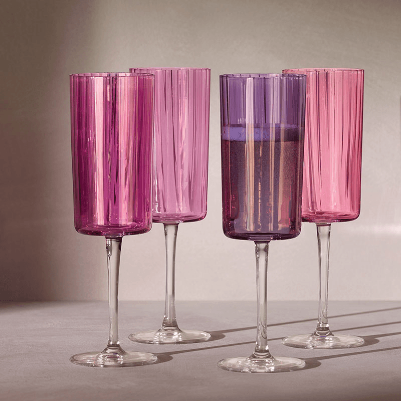 Gems Set of 4 Champagne Flutes, 210ml, Garnet