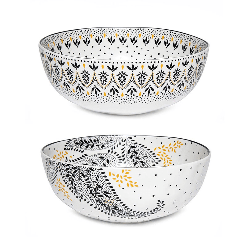 Artisanne Noir Set of 2 Bowls, D22cm, Monochrome