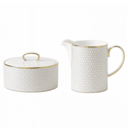Image showing the Gio Gold Covered sugar bowl & ceamer set, Gold/White product.