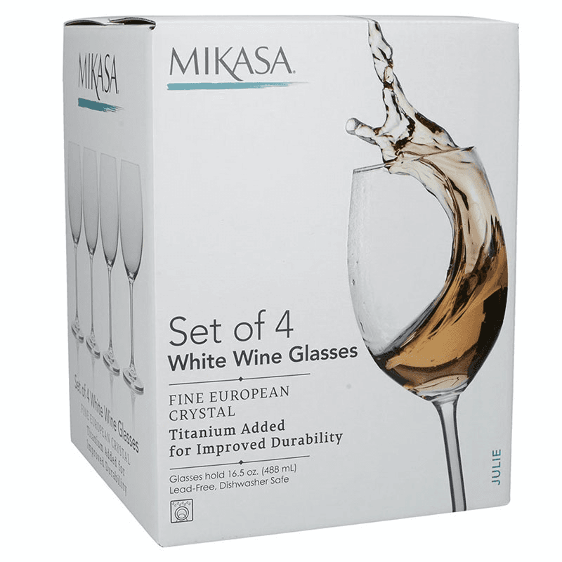 Julie Set of 4 White Wine Glasses, 468ml, Clear