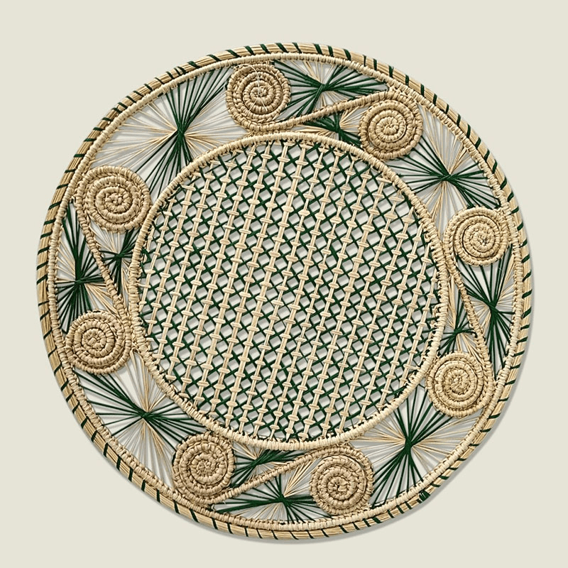 Sandra Set of 2 Woven Placemats, D35cm, Dark Green
