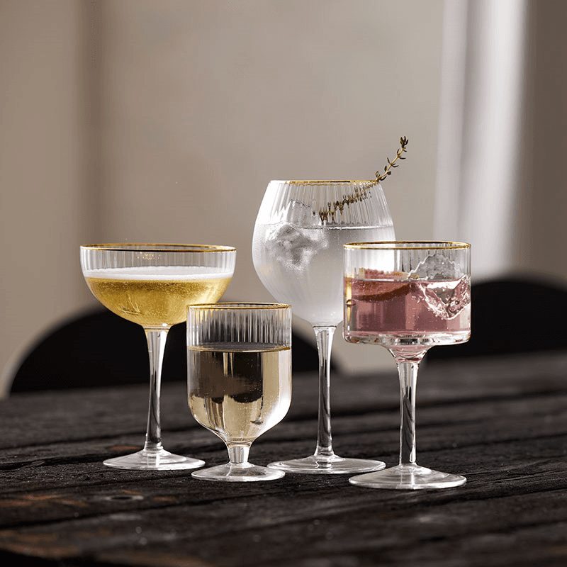 Palermo Set of 4 Wine Glasses, 300ml, Gold