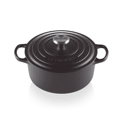 Image showing the Signature Cast Iron Round casserole, 26cm - 5.3 litre, Satin Black product.
