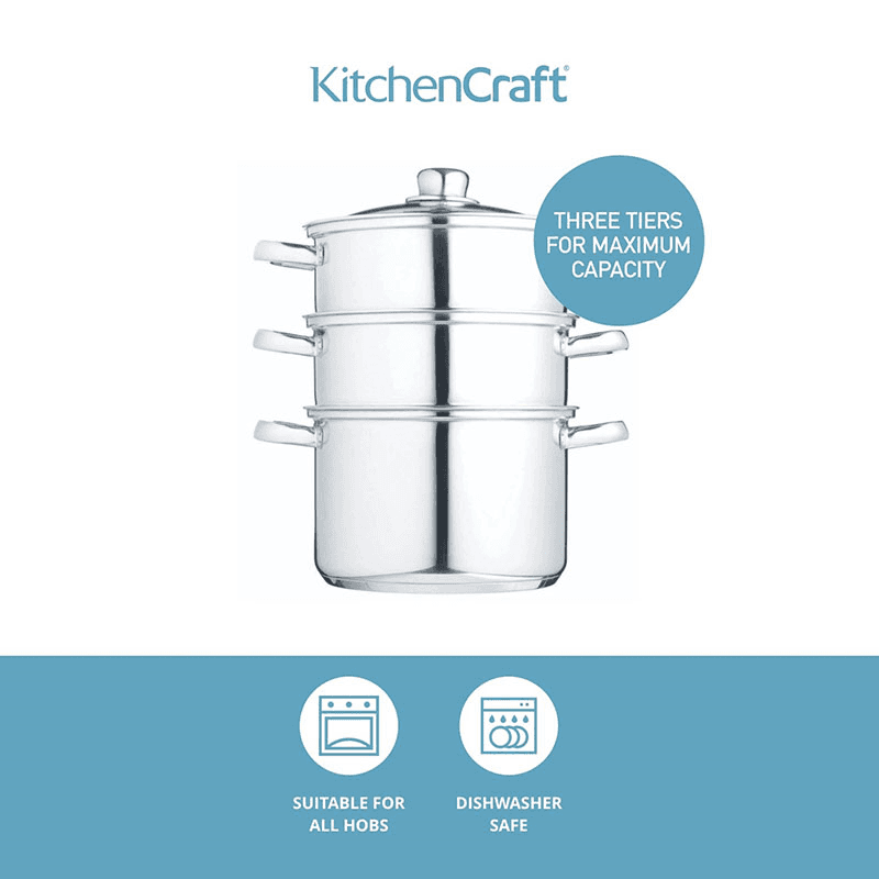 Steamer set 3 tier, 22cm, stainless steel