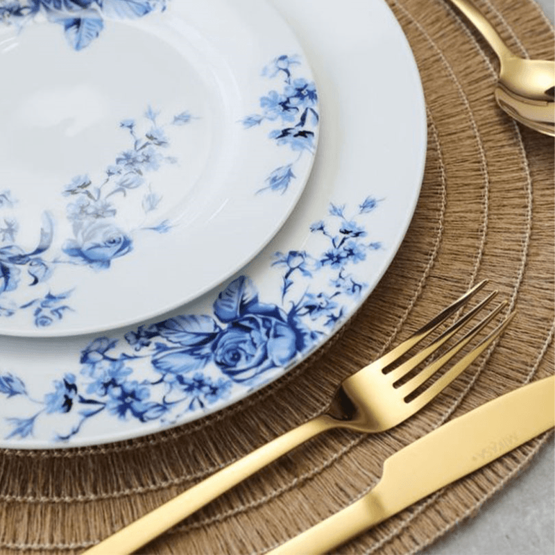 Hessian Set of 4 Woven Round Placemats, D38cm, Natural