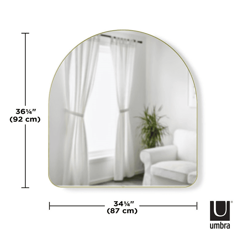 Hubba Arched Mirror, 87 x 92cm, Brass