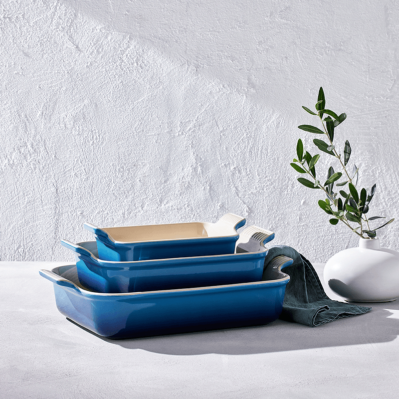 Stoneware Heritage Rectangular Dish, 26cm, Azure