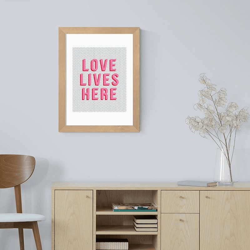 The Native State Love Lives Here Print, 48 x 35.5cm, Pink