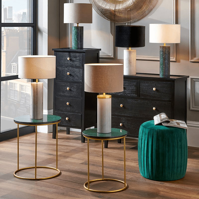 Kiorini Table Lamp Base, H35cm, Green Marble