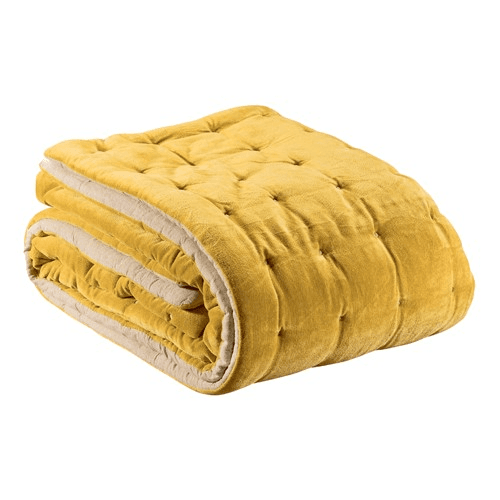 Elise Velvet Bed cover, 240 x 260cm, Yellow